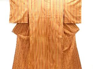 縞織り出し手織り紬単衣着物